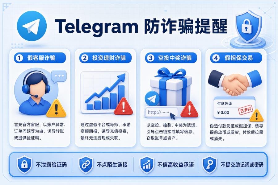 Telegram 防诈骗与账号安全检查示意