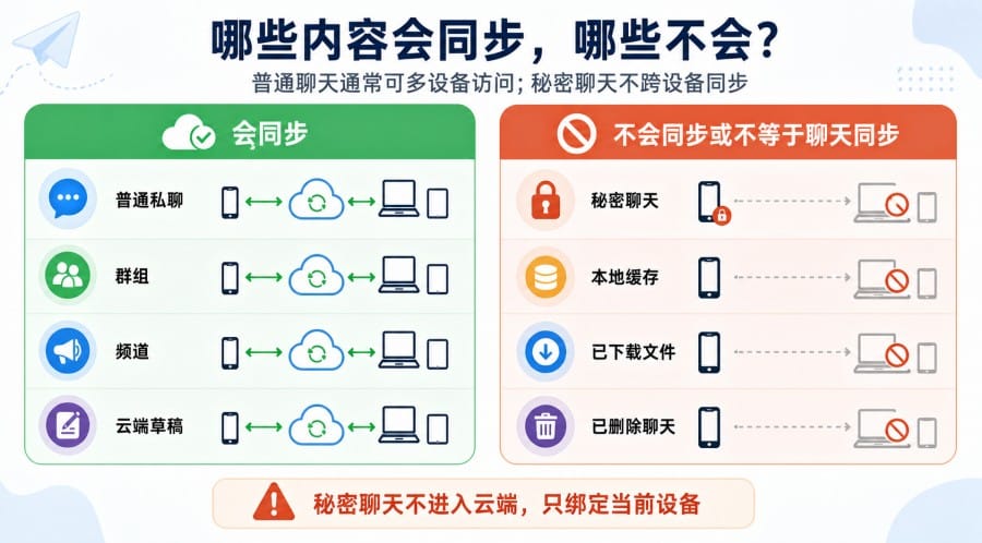 Telegram 聊天记录会同步吗?换手机、电脑登录和多设备同步说明 配图 2